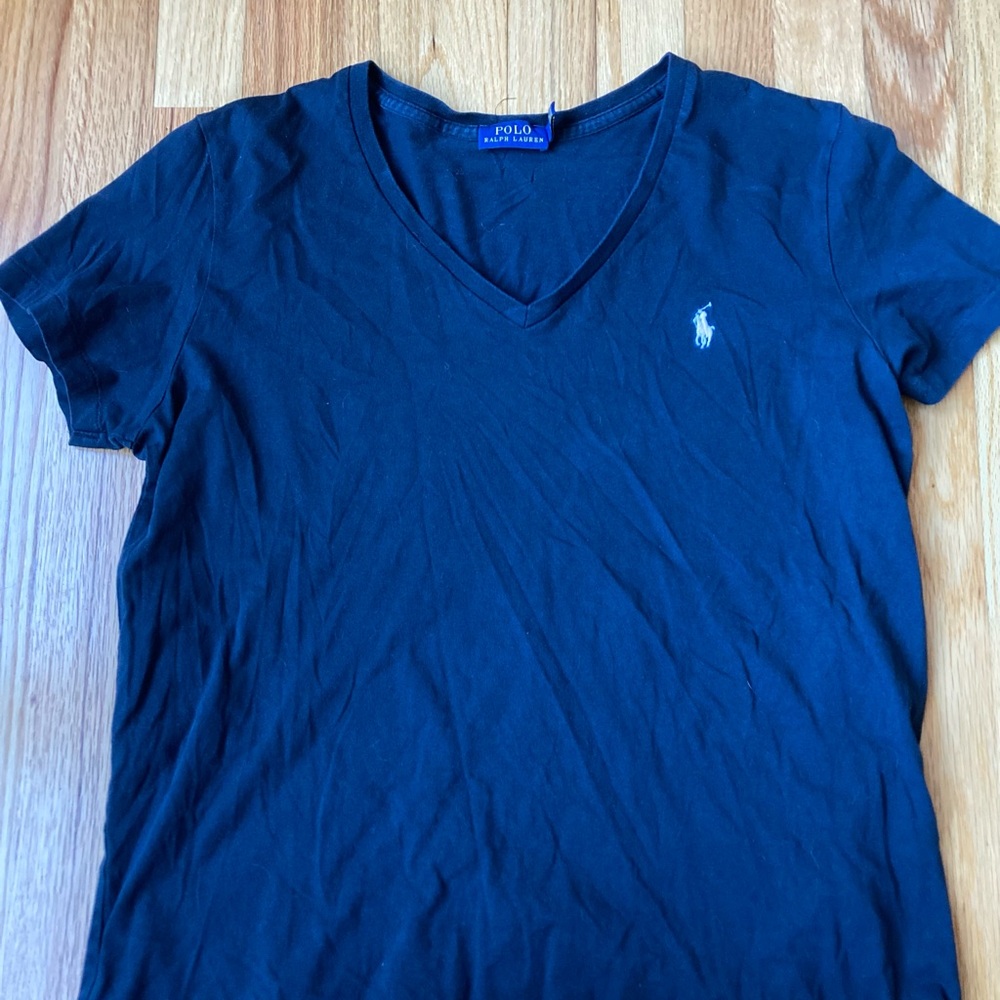 EUC Polo Ralph Lauren Black V-Neck T-Shirt